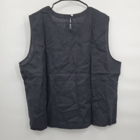 Quince 100% European Linen Tank Top Women Size XL NWT Sleeveless Black Flax - Picture 8 of 12